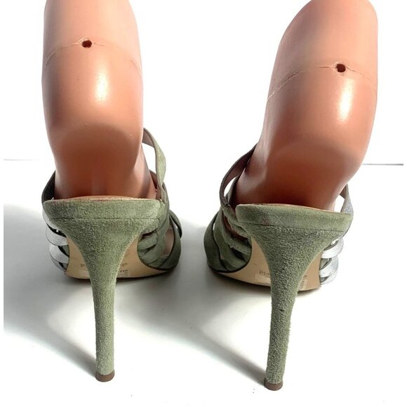 Charles David Sage Silver Suede Vocal Slip On Strappy High-Heel Sandals 9M - Picture 5 of 13